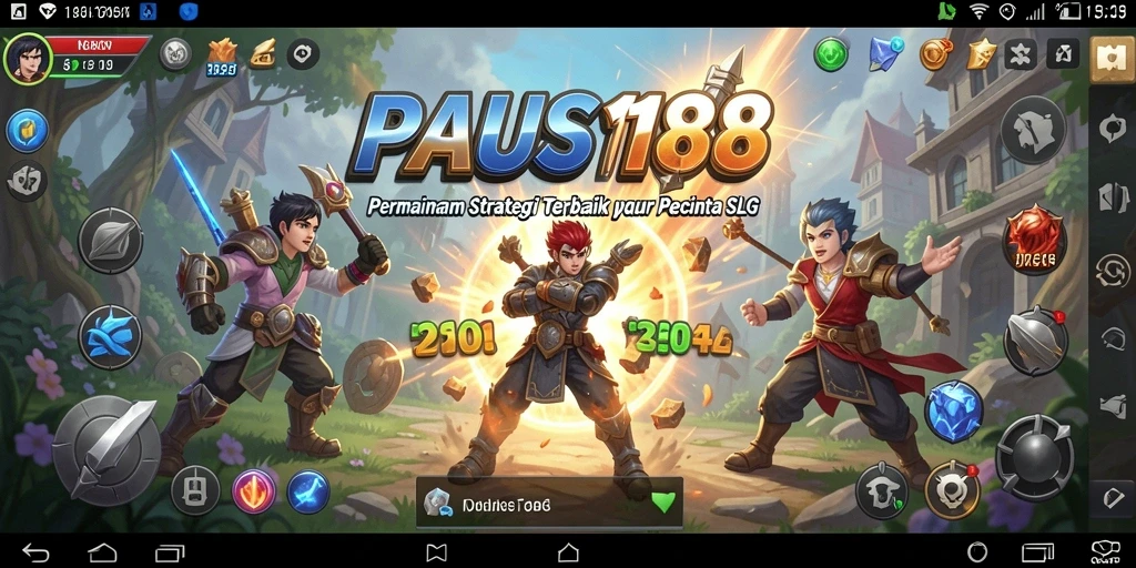 Tangkapan layar utama PAUS188 menunjukkan momen strategis dalam gameplay SLG.