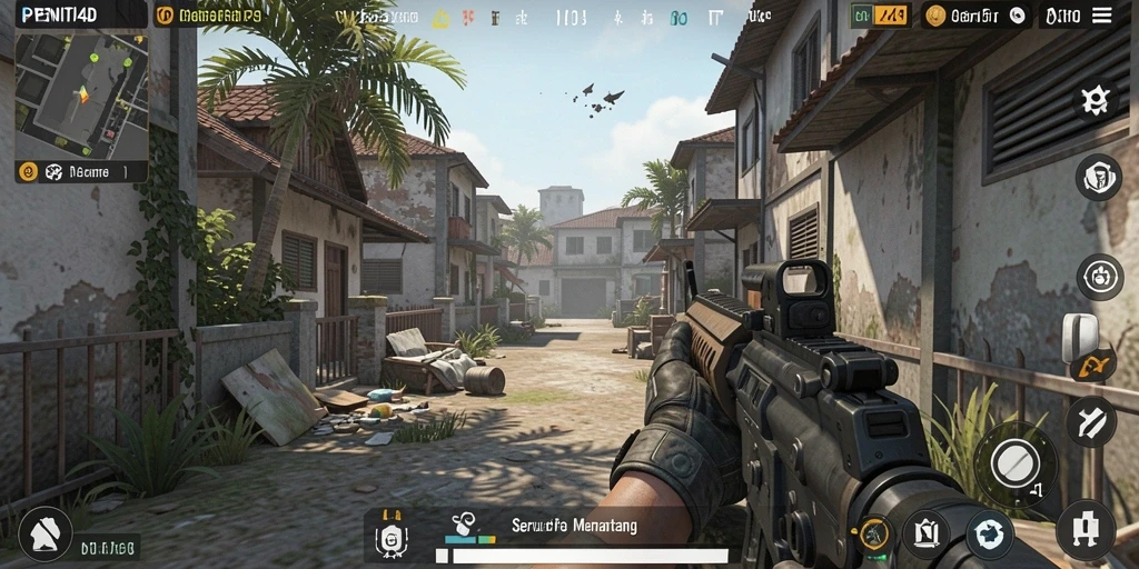 Tangkapan layar PENITI4D menampilkan intensitas pertempuran FPS yang seru.