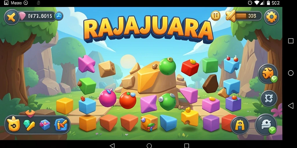 Tampilan gameplay RAJAJUARA menampilkan teka-teki yang menarik dan penuh warna.