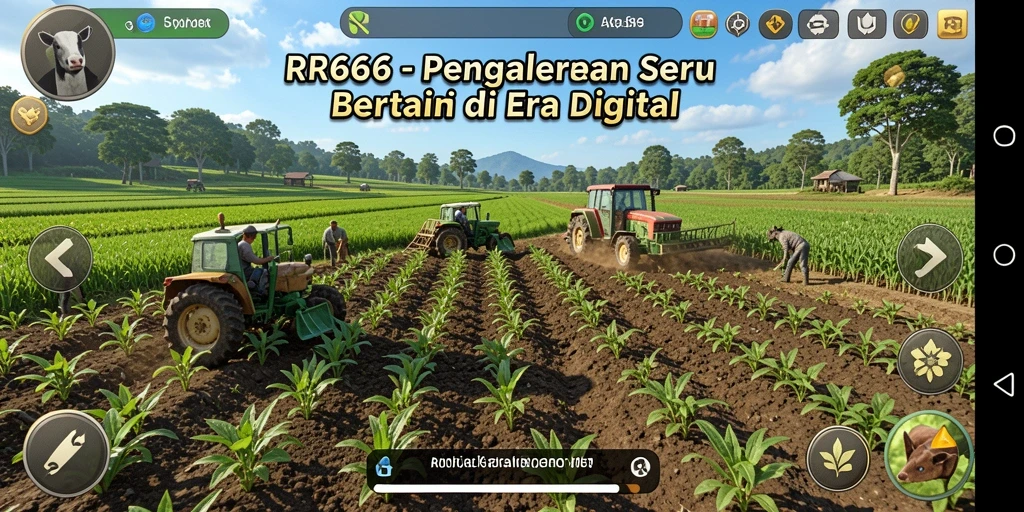 Screenshot utama RR666 menampilkan gameplay bertani yang seru dan interaktif.