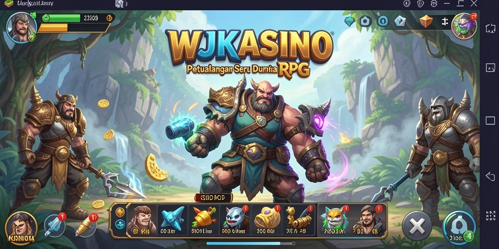Tampilan gameplay seru di WJKASINO dengan karakter unik dan pertempuran epik.