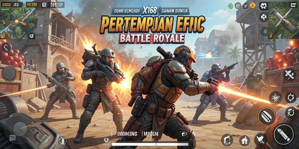 Tampilan gameplay X168 yang mendebarkan dalam Battle Royale.