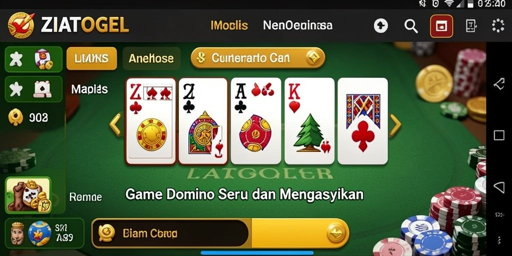 Screenshot bermain ZIATOGEL dengan gameplay Domino yang seru.
